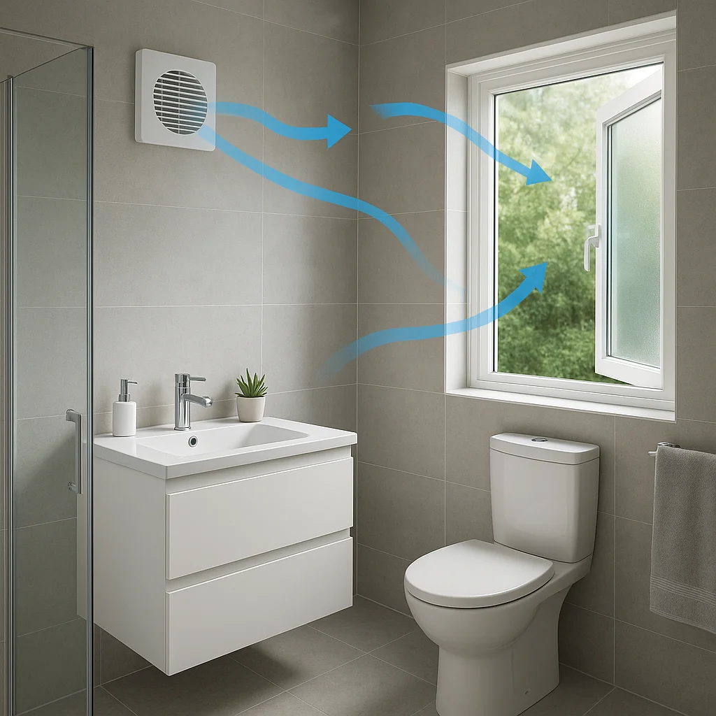 Bonne ventilation dans une salle de bain pour limiter l’humidité