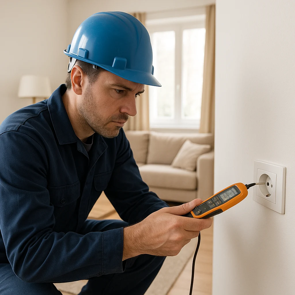 Contrôle d'une prise qui chauffe par un électricien