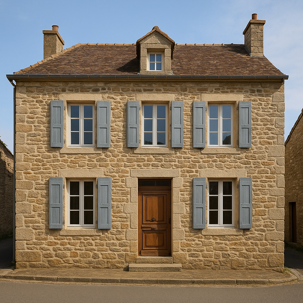 Façade en pierre restaurée dans le respect du bâti ancien