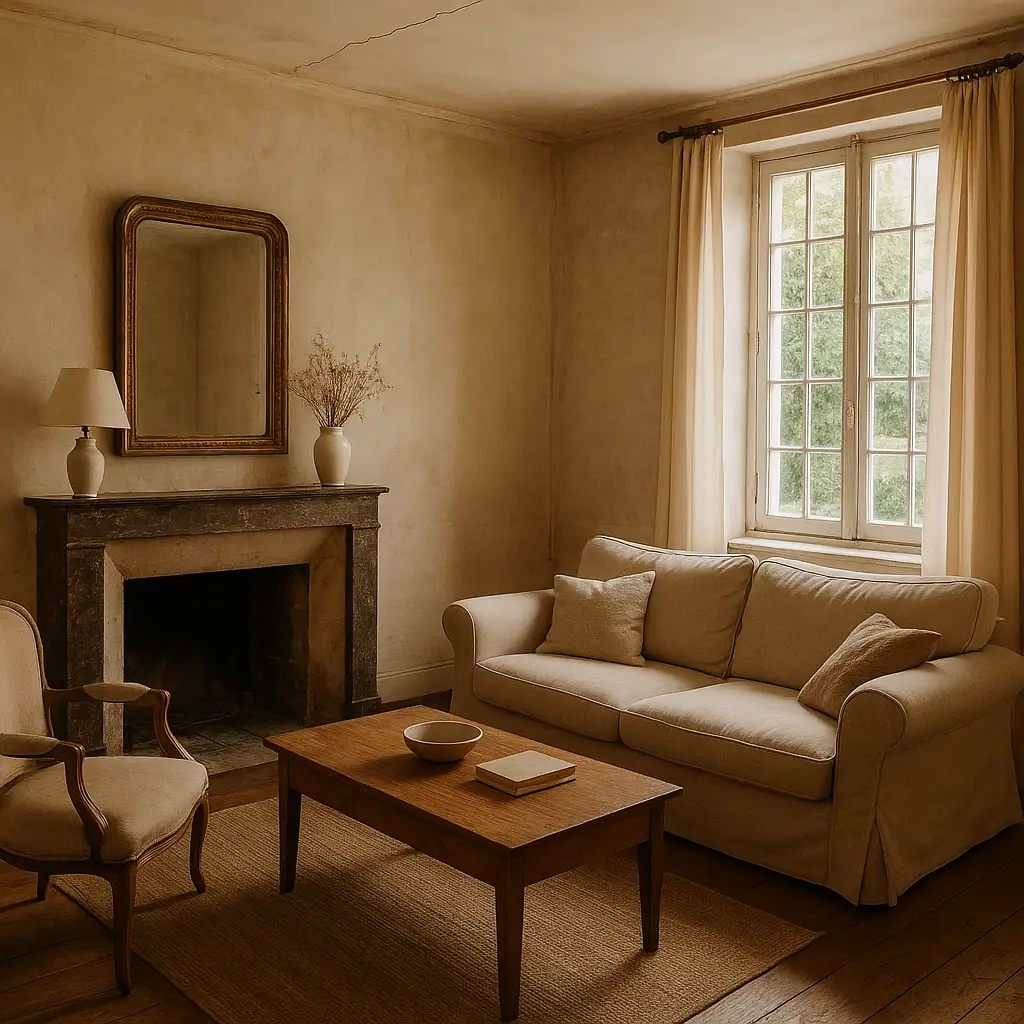 Fissure au plafond dans une maison ancienne : faut-il s’inquiéter ? 2 Fine fissure capillaire au plafond d’une maison ancienne