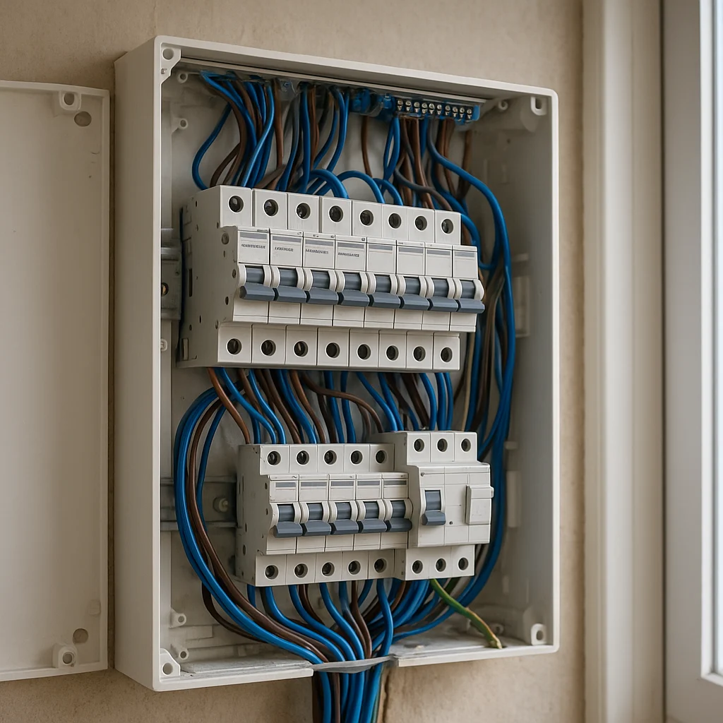 Tableau électrique résidentiel en cours de remplacement