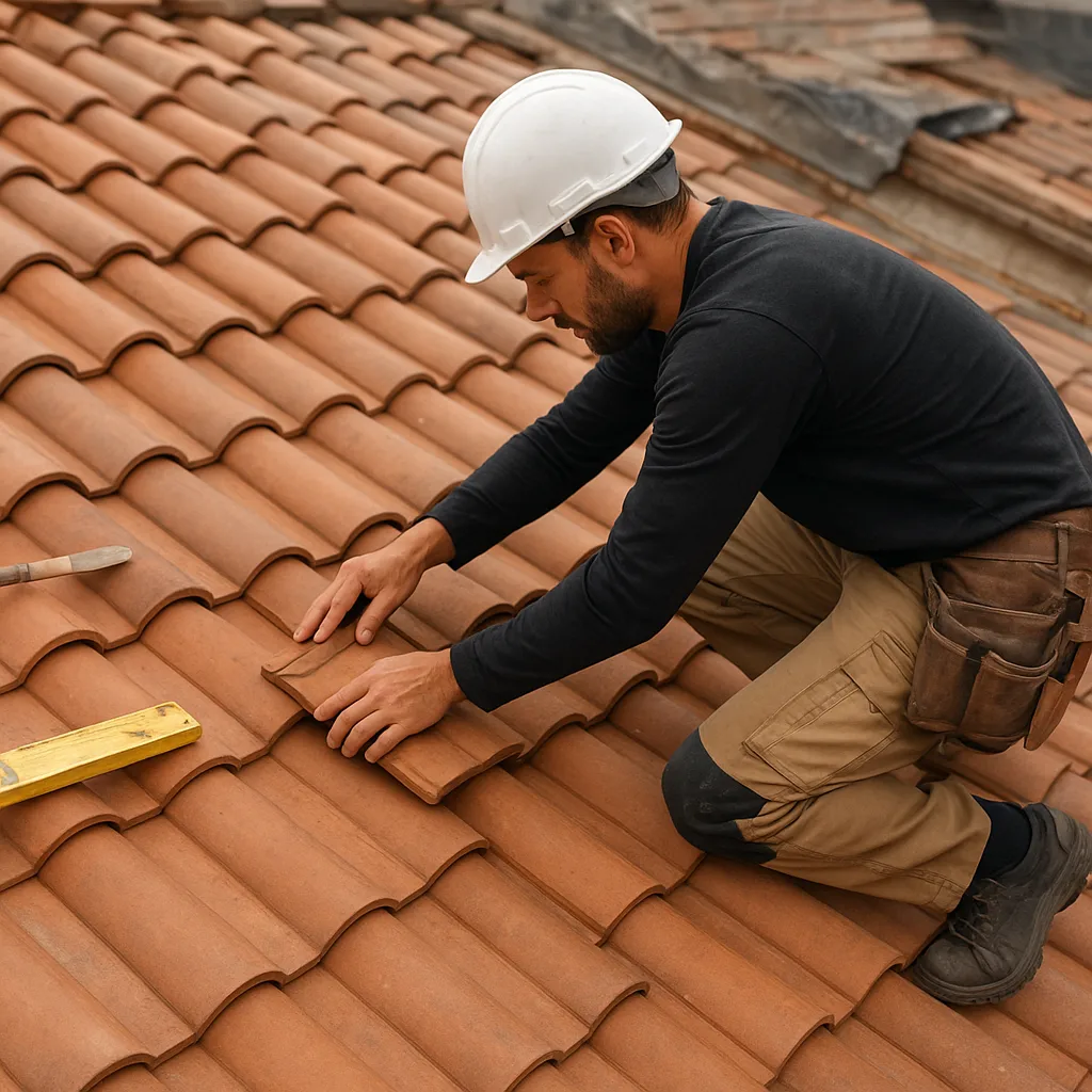 Travaux de toiture réalisés par un couvreur professionnel