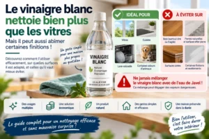 Vinaigre blanc pour le ménage : utilisations, surfaces à éviter et précautions
